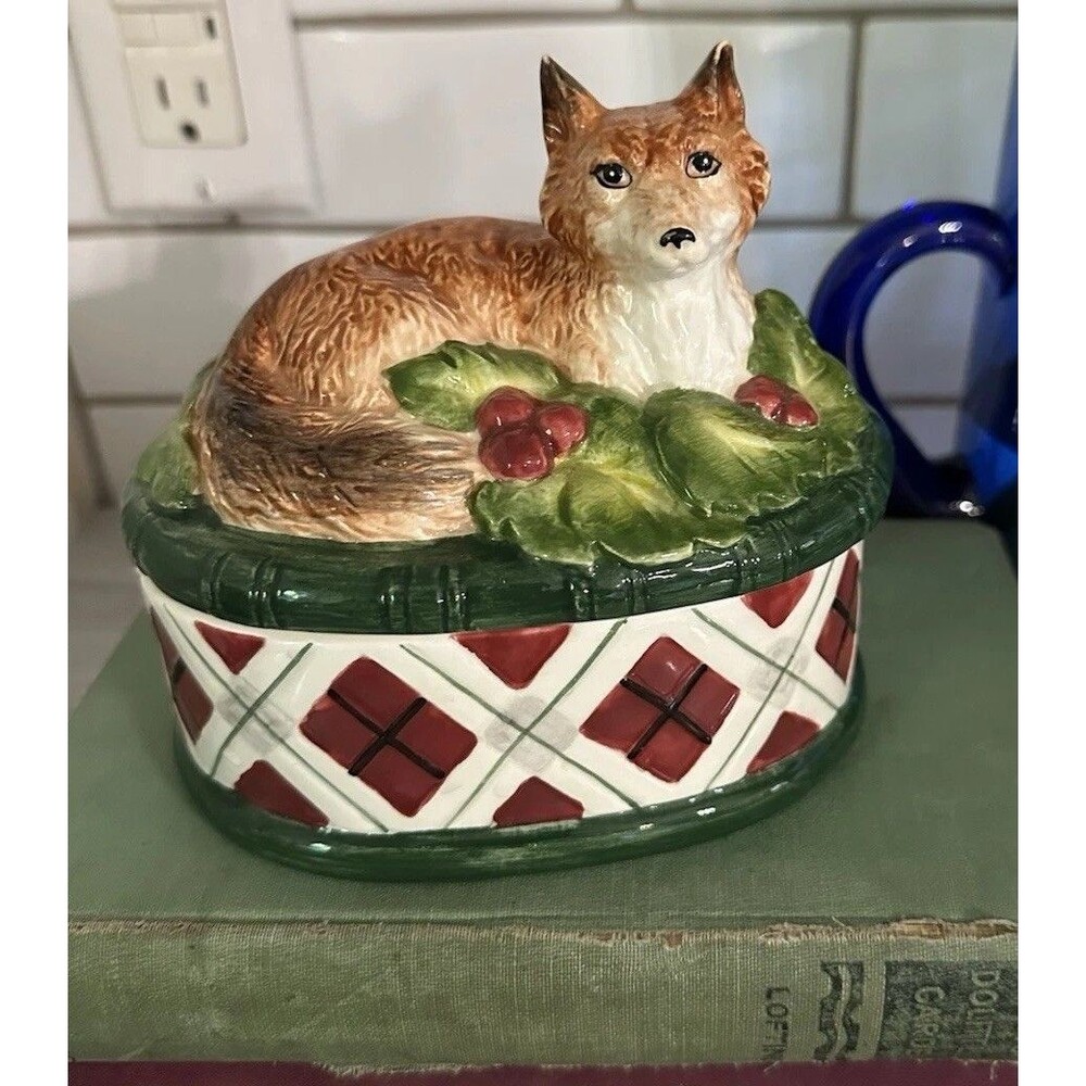 Vintage Noritake Royal Hunt Fox Candy Box Christmas Trinket Dish Ceramic